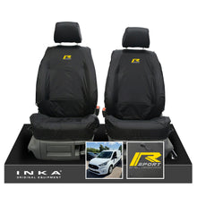 Load image into Gallery viewer, Ford Transit Connect MK3 Front 1+1 INKA Tailored Waterproof Seat Covers Set Black MY2024 Onwards - R-SPORT Embroidery
