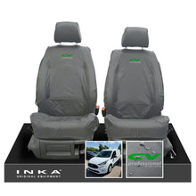 Load image into Gallery viewer, Ford Transit Connect MK3 Front 1+1 INKA Tailored Waterproof Seat Covers Set Grey MY2024 Onwards - CV Professional Embroidery
