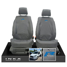 Load image into Gallery viewer, Ford Transit Connect MK3 Front 1+1 INKA Tailored Waterproof Seat Covers Set Grey MY2024 Onwards - R-SPORT Embroidery

