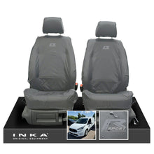 Load image into Gallery viewer, Ford Transit Connect MK3 Front 1+1 INKA Tailored Waterproof Seat Covers Set Grey MY2024 Onwards - R-SPORT Embroidery
