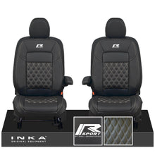 Load image into Gallery viewer, All New Ford Transit Custom Front 1+1 R-SPORT INKA Bentley Leatherette Tailored Seat Covers Black MY-2024 (Choice of 7 Colours)
