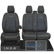 Ford Transit MK8/MK9 INKA Front Tailored Seat Covers Black Bentley Diamond Quilt MY 2014 Onwards (7 COLORS) - CV Professional Embroidery