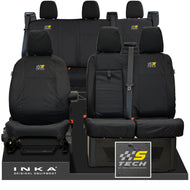 Ford Transit Custom INKA Front & Rear Set Tailored Waterproof Seat Covers Black - S-TECH Embroidery