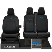 Load image into Gallery viewer, Ford Transit MK8/MK9 MY14 to Present INKA Front Set 1+2 Tailored Waterproof Seat Covers Black Fits All Derivatives Incl Jumbo - CV Professional Embroidery
