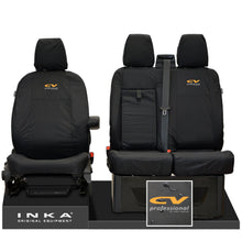 Load image into Gallery viewer, Ford Transit MK8/MK9 MY14 to Present INKA Front Set 1+2 Tailored Waterproof Seat Covers Black Fits All Derivatives Incl Jumbo - CV Professional Embroidery
