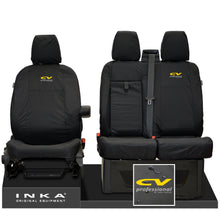Load image into Gallery viewer, Ford Transit MK8/MK9 MY14 to Present INKA Front Set 1+2 Tailored Waterproof Seat Covers Black Fits All Derivatives Incl Jumbo - CV Professional Embroidery
