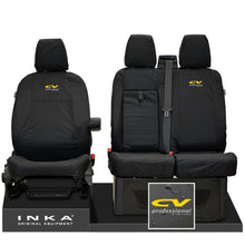 Load image into Gallery viewer, Ford Transit MK8/MK9 MY14 to Present INKA Front Set 1+2 Tailored Waterproof Seat Covers Black Fits All Derivatives Incl Jumbo - CV Professional Embroidery
