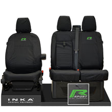 Load image into Gallery viewer, Ford Transit MK8/MK9 MY14 to Present INKA Front Set 1+2 Tailored Waterproof Seat Covers Black Fits All Derivatives Incl Jumbo - R-SPORT Embroidery
