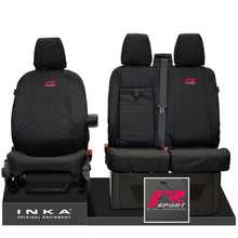 Load image into Gallery viewer, Ford Transit Custom INKA Front Set 1+2 Tailored Waterproof Seat Covers Black - R-SPORT Embroidery
