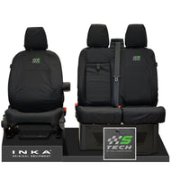 Ford Transit MK8/MK9 MY14 to Present INKA Front Set 1+2 Tailored Waterproof Seat Covers Black Fits All Derivatives Incl Jumbo - S-TECH Embroidery