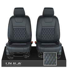 Load image into Gallery viewer, Ford Ranger Wildtrak INKA Front 1+1 Tailored Seat Covers Black Bentley Diamond Quilt MY-16-22 - Plain Embroidery
