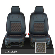 Ford Ranger Wildtrak INKA Front 1+1 Tailored Seat Covers Black Bentley Diamond Quilt MY-16-22 - Plain Embroidery