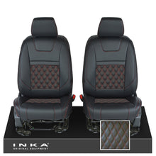 Load image into Gallery viewer, Ford Ranger Wildtrak INKA Front 1+1 Tailored Seat Covers Black Bentley Diamond Quilt MY-16-22 - Plain Embroidery
