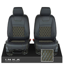 Load image into Gallery viewer, Ford Ranger Wildtrak INKA Front 1+1 Tailored Seat Covers Black Bentley Diamond Quilt MY-16-22 - Plain Embroidery
