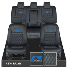 Load image into Gallery viewer, Ford Ranger Wildtrak R SPORT Front &amp; Rear Triple INKA Bentley Leatherette Tailored Seat Covers Black MY16-22
