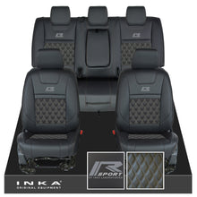 Load image into Gallery viewer, Ford Ranger Wildtrak R SPORT Front &amp; Rear Triple INKA Bentley Leatherette Tailored Seat Covers Black MY16-22
