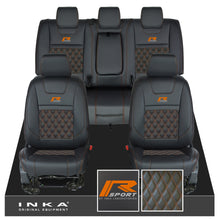 Load image into Gallery viewer, Ford Ranger Wildtrak R SPORT Front &amp; Rear Triple INKA Bentley Leatherette Tailored Seat Covers Black MY16-22
