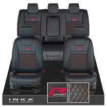 Load image into Gallery viewer, Ford Ranger Wildtrak R SPORT Front &amp; Rear Triple INKA Bentley Leatherette Tailored Seat Covers Black MY16-22
