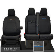 Ford Transit Custom INKA Front Set 1+2 Tailored Waterproof Seat Covers Black MY-12-23 (Choice of 7 Colours) - Custom Professional Embroidery
