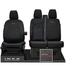 Load image into Gallery viewer, Ford Transit Custom INKA Front Set 1+2 Tailored Waterproof Seat Covers Black MY-12-23 (Choice of 7 Colours) - Custom Professional Embroidery
