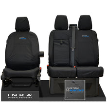 Load image into Gallery viewer, Ford Transit Custom INKA Front Set 1+2 Tailored Waterproof Seat Covers Black MY-12-23 (Choice of 7 Colours) - Custom Racing Embroidery
