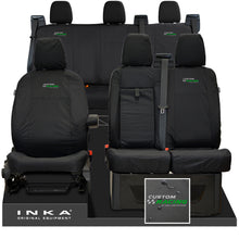 Load image into Gallery viewer, Ford Transit Custom INKA Front 1+2 &amp; Rear Triple Tailored Waterproof Seat Covers Black MY-12-23 (Choice of 7 Colours) - Custom Racing Embroidery
