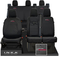 Ford Transit Custom INKA Front 1+2 & Rear Triple Tailored Waterproof Seat Covers Black MY-12-23 (Choice of 7 Colours) - Custom Racing Embroidery