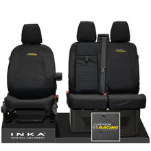 Load image into Gallery viewer, Ford Transit Custom INKA Front Set 1+2 Tailored Waterproof Seat Covers Black MY-12-23 (Choice of 7 Colours) - Custom Racing Embroidery
