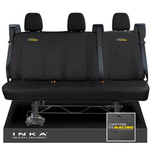 Load image into Gallery viewer, Ford Transit Custom INKA Rear Triple Tailored Waterproof Seat Covers Black MY-12-25 (Choice of 7 Colours) - Custom Racing Embroidery
