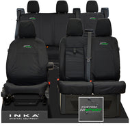 Ford Transit Custom INKA Front 1+2 & Rear Triple Tailored Waterproof Seat Covers Black MY-12-23 (Choice of 7 Colours) - Custom Sport Embroidery