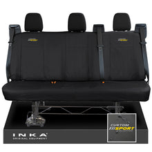 Load image into Gallery viewer, Ford Transit Custom INKA Rear Triple Tailored Waterproof Seat Covers Black MY-12-25 (Choice of 7 Colours) - Custom Sport Embroidery
