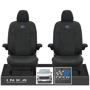 The All New Ford Transit Custom INKA Front Pair Tailored Waterproof Seat Covers Set Black MY-2024 Onwards