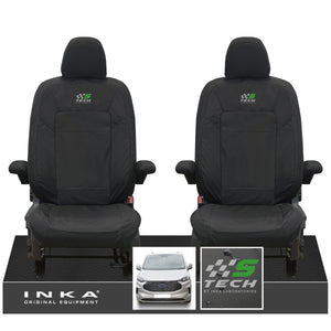 The All New Ford Transit Custom INKA Front Pair Tailored Waterproof Seat Covers Set Black MY-2024 Onwards