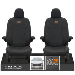 The All New Ford Transit Custom INKA Front Pair Tailored Waterproof Seat Covers Set Black MY-2024 Onwards