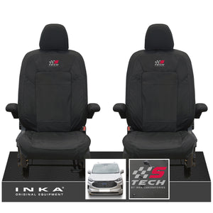 The All New Ford Transit Custom INKA Front Pair Tailored Waterproof Seat Covers Set Black MY-2024 Onwards
