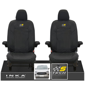 The All New Ford Transit Custom INKA Front Pair Tailored Waterproof Seat Covers Set Black MY-2024 Onwards