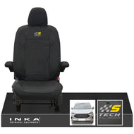 The All New Ford Transit Custom INKA Single Driver Tailored Waterproof Seat Cover Black MY-2024 Onwards - S-TECH Embroidery