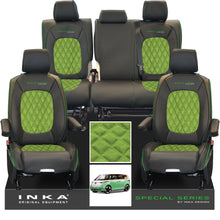 Load image into Gallery viewer, VW ID Buzz Life Style GTX Front &amp; Rear Full Set Bentley Leatherette Suedetara Tailored Seat Covers With Special Series Embroidery MY22 onwards
