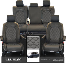 Load image into Gallery viewer, VW ID Buzz Life Style GTX Front &amp; Rear Full Set Bentley Leatherette Suedetara Tailored Seat Covers With Special Series Embroidery MY22 onwards
