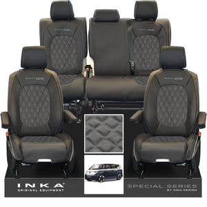 VW ID Buzz Life Style GTX Front & Rear Full Set Bentley Leatherette Suedetara Tailored Seat Covers With Special Series Embroidery MY22 onwards