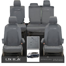 Load image into Gallery viewer, VW ID Buzz Life, Style, GTX Front &amp; Rear Full Set INKA Tailored Waterproof Seat Covers Grey with Embroidery MY22 onwards
