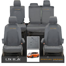 Load image into Gallery viewer, VW ID Buzz Life, Style, GTX Front &amp; Rear Full Set INKA Tailored Waterproof Seat Covers Grey with Embroidery MY22 onwards
