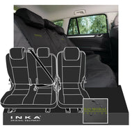 Land Rover Defender INKA Rear Split Set Tailored Waterproof Seat Covers Black MY-05-16 - Balmoral Embroidery