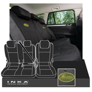 Land Rover Defender INKA Rear Set 2+1 Tailored Waterproof Seat Covers Black MY-05-15 - Balmoral Embroidery