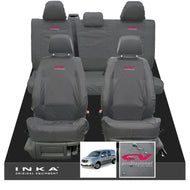 Mercedes Benz Citan W415 MY12-21 Front & Rear Set Tailored Waterproof Seat Covers Grey Fits Panel Van & Kombi - CV Professional Embroidery