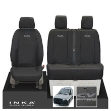 Load image into Gallery viewer, New Mercedes Benz Sprinter INKA Front Set Tailored Waterproof Seat Covers Black MY18 to Present Fits All Derivatives Choice of 7 Colours - CV Professional Embroidery
