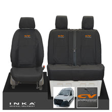Load image into Gallery viewer, New Mercedes Benz Sprinter INKA Front Set Tailored Waterproof Seat Covers Black MY18 to Present Fits All Derivatives Choice of 7 Colours - CV Professional Embroidery
