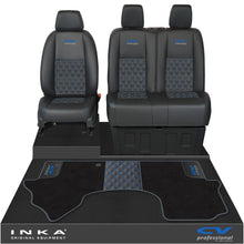 Load image into Gallery viewer, Mercedes Benz Sprinter Front 1+2 Bentley Leatherette Tailored Seat Covers &amp; Matching Tailored Floor Mat Black MY-2018> (7 Colours) - CV Professional Embroidery
