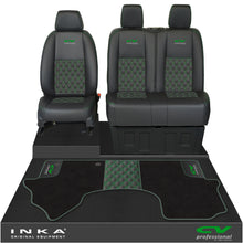 Load image into Gallery viewer, Mercedes Benz Sprinter Front 1+2 Bentley Leatherette Tailored Seat Covers &amp; Matching Tailored Floor Mat Black MY-2018> (7 Colours) - CV Professional Embroidery
