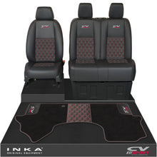 Load image into Gallery viewer, Mercedes Benz Sprinter Front 1+2 Bentley Leatherette Tailored Seat Covers &amp; Matching Tailored Floor Mat Black MY-2018> (7 Colours) - CV Sport Embroidery
